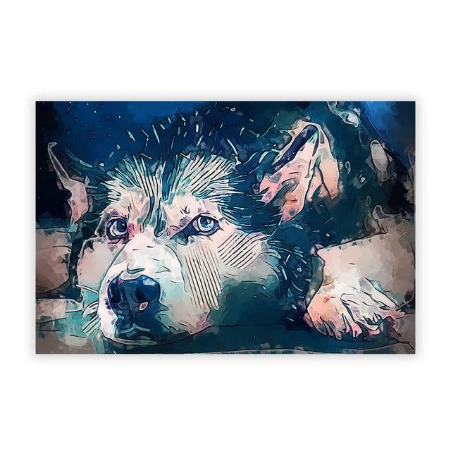 A Husky Dog - Painting Ebern Designs Size: 59.4cm H x 84.1cm W x 0.1cm D, Format: Unframed Paper on Productcaster.