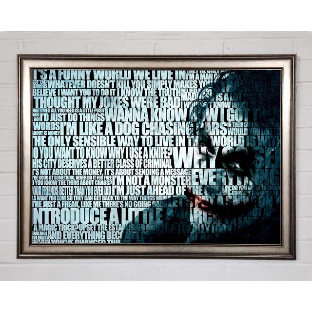 Movie Quote The Joker Funny World Framed Print Wall Art Happy Larry Size: 84.1cm H x 118.9cm W x 1.5cm D, Format: Gunmetal Framed Paper on Productcaster.