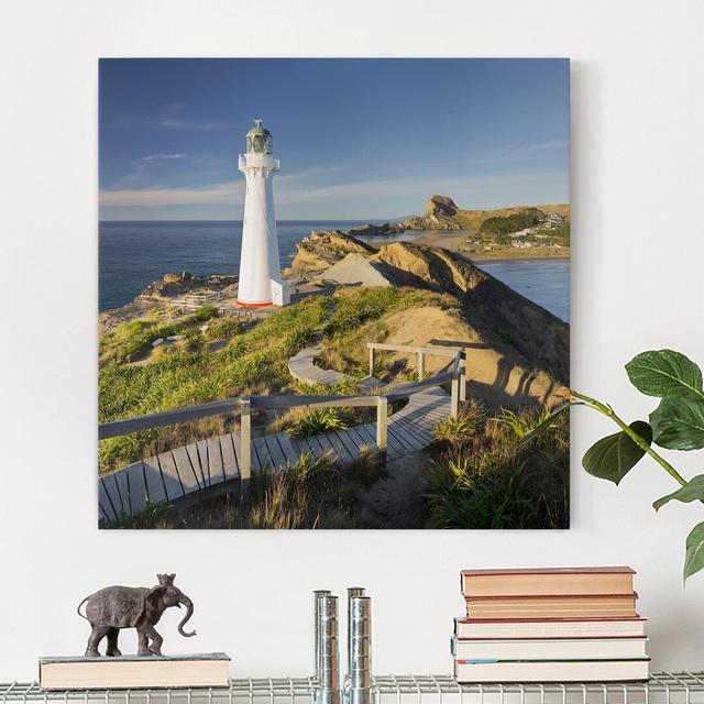 Castle Point Lighthouse New Zealand - Wrapped Canvas Photograph Longshore Tides Format: Recycled Canvas, Size: 120cm H x 120cm W on Productcaster.