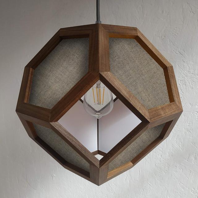 Ganimede Fabric 1-Light Truncated Octahedron Pendant Lamp Corrigan Studio Shade Colour: Walnut/Beige on Productcaster.