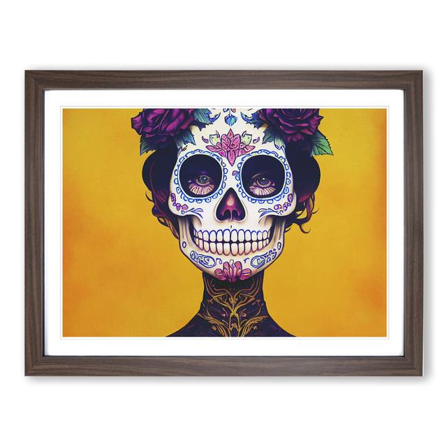 Sugar Skull Woman Vol.3 - Picture Frame Graphic Art Latitude Vive Size: 34cm H x 46cm W x 2cm D, Frame Colour: Walnut on Productcaster.