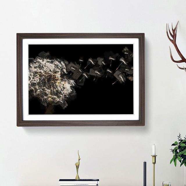 Dandelion Seeds in Flight in Abstract - Picture Frame Graphic Art Print East Urban Home Size: 48cm H x 65cm W x 2cm D, Frame Option: Walnut Framed on Productcaster.