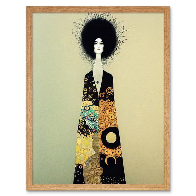 Portrait Woman Gustav Klimt Style Dress - Art Prints Wee Blue Coo Format: Light Brown Framed Paper, Size: 25.9cm H x 20.6cm W on Productcaster.