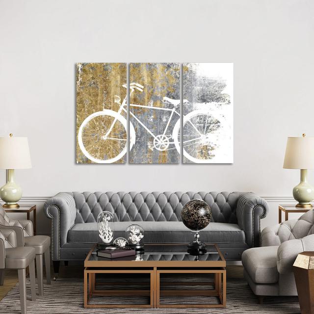 Gilded Bicycle by Wild Apple Portfolio - No Frame Gallery-Wrapped Canvas Giclée on Canvas Lark Manor Size: 101.6cm H x 152.4cm W x 3.81cm D on Productcaster.