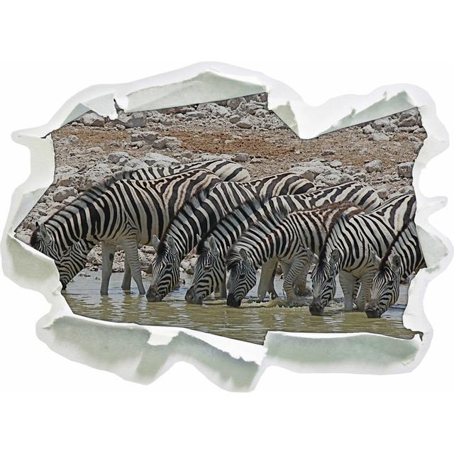 Wandtattoo Zebraherde am Wasserloch East Urban Home Größe: 45 cm H x 62 cm B x 0,02 cm T on Productcaster.