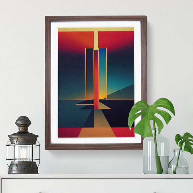 Bold Abstract Sunset - Graphic Art George Oliver Size: 36cm H x 27cm W x 2cm D, Format: Walnut Framed, Matte Colour: White on Productcaster.