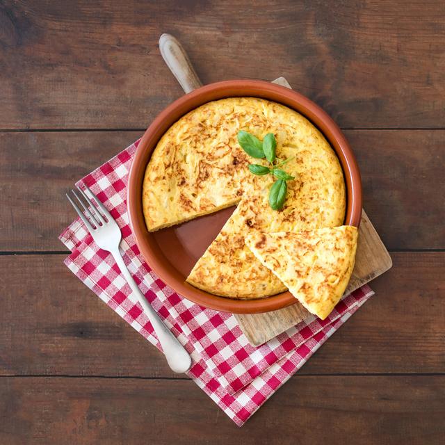 Spanish Omelette - Wrapped Canvas Print Ebern Designs Size: 30cm H x 30cm W x 3.8cm D on Productcaster.