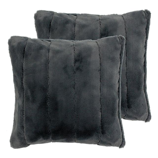 Square Throw Cushion With Filling (Set of 2) Paoletti Size: 45cm H x 45cm W x 3cm D, Colour: Charcoal, Fill Material: Polyester/Polyfill on Productcaster.