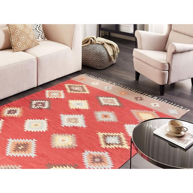 Angela Aztec Handmade Red Area Rug Natur Pur Rug Size: Rectangle 160 120cm on Productcaster.