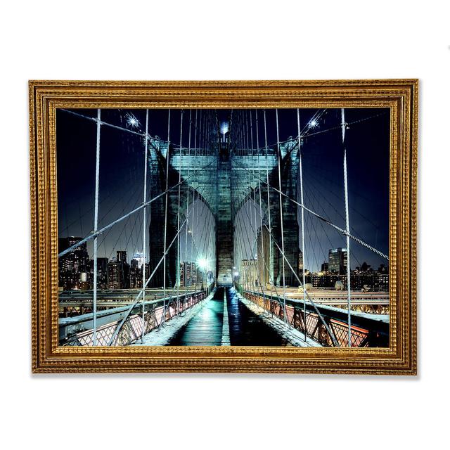 Brooklyn Bridge Walkway - Druck Ebern Designs Größe: 84,1 cm H x 118,9 cm B x 3 cm T on Productcaster.