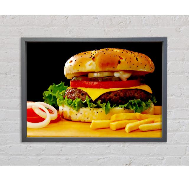 Burger und Pommes - Einzelner Bilderrahmen Kunstdrucke auf Leinwand Bright Star Größe: 84,1 cm H x 118,9 cm B x 3,3 cm T on Productcaster.