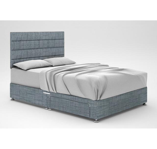 Ikin Divan Bed Base 17 Stories Storage Type: 2 Drawers, Colour: Sky, Size: Super King (6') on Productcaster.