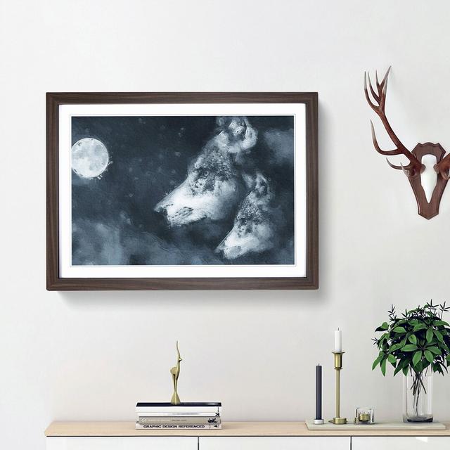 Wolves in the Moonlight - Picture Frame Painting Print East Urban Home Frame Option: Walnut Framed, Size: 36cm H x 48cm W x 2cm D on Productcaster.