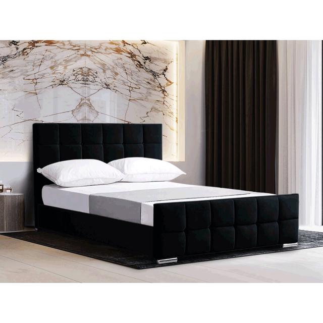 Kappler Upholstered Bed Frame Canora Grey Colour: Black, Size: Super King (6’) on Productcaster.