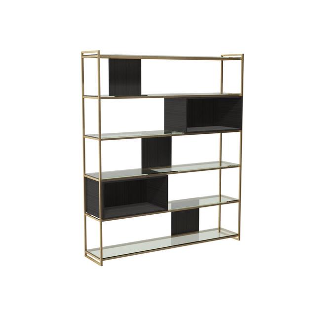 Euclid 180.5cm H x 151.5cm W Metal Geometric Bookcase Canora Grey Colour: Brass Brushed on Productcaster.