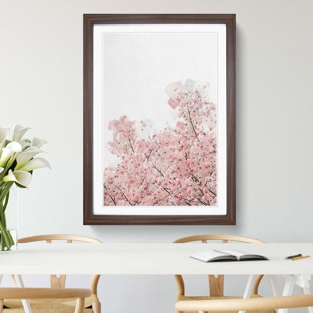 Pink Cherry Tree in Abstract - Picture Frame Graphic Art Print East Urban Home Size: 50cm H x 35cm W x 2cm D, Frame Option: Walnut on Productcaster.