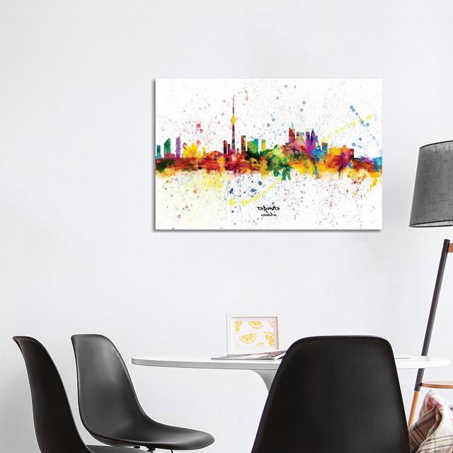 Toronto Canada Skyline Splash by Michael Tompsett - Wrapped Canvas Print Latitude Run Size: 66.04cm H x 101.6cm W x 3.81cm D on Productcaster.