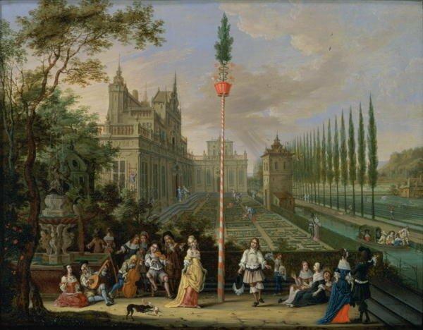 Elegant Figures Playing Musical instruments Around a Maypole by Pieter Gysels Art Print East Urban Home Size: 31.2cm H x 40cm W x 3.8cm D, Format: Wra on Productcaster.