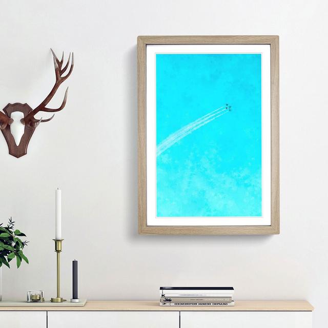 Plane Trails in the Sky - Picture Frame Graphic Art Print East Urban Home Frame Option: Oak Framed, Size: 87cm H x 62cm W x 2cm D on Productcaster.