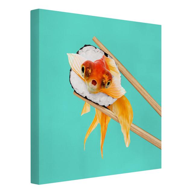 Sushi with Goldfish by Jonas Loose - Wrapped Canvas Graphic Art Maturi Format: Recycled Canvas 330g/m², Size: 40cm H x 40cm W on Productcaster.