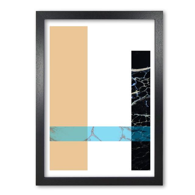 Blue Sand Abstract Rectangles - Print East Urban Home Format: Black Grain Frame, Size: 85 cm H x 60 cm W x 5 cm D on Productcaster.