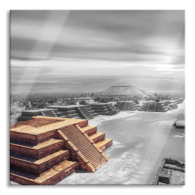 Mayan Temple in Teotihuacan - Unframed Photograph on Glass Ebern Designs Size: 80cm H x 80cm W x 0.4cm D on Productcaster.