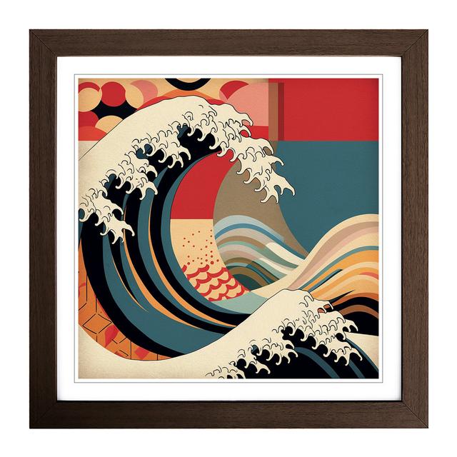 Japanese Wave Bauhaus No.1 - Single Picture Frame Print on Wood Marlow Home Co. Frame Colour: Walnut on Productcaster.