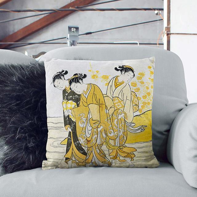 Jewel River at Ide by Harunobu Suzuki Cushion with Filling East Urban Home Size: 40cm H x 40cm W x 15cm D on Productcaster.