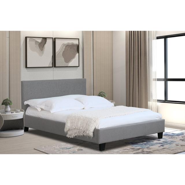 Fedorko Upholstered Bed Frame 17 Stories Size: Double (4'6), Colour: Light Grey on Productcaster.