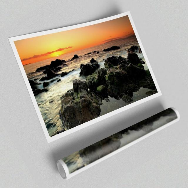 Sea Shore Sunset Sunset Print Poster - 1 Piece Unframed Graphic Art on Paper East Urban Home Size: 100 cm H x 141.4 cm W on Productcaster.