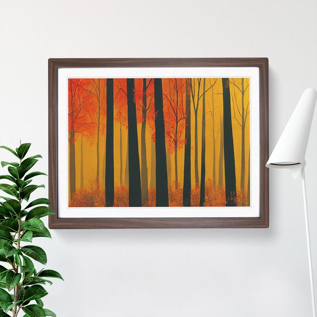 Abstract Autumn Forest Vol.5 - Single Picture Frame Print Alpen Home Frame Colour: Walnut, Size: 46cm H x 64cm W x 2cm D on Productcaster.