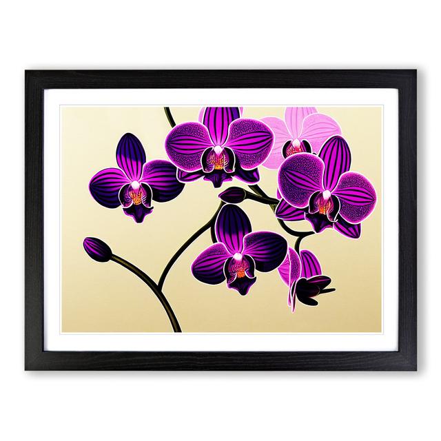 Dramatic Orchid Flowers - Picture Frame Graphic Art Marlow Home Co. Frame Colour: Black Framed, Size: 25cm H x 34cm W x 2cm D on Productcaster.