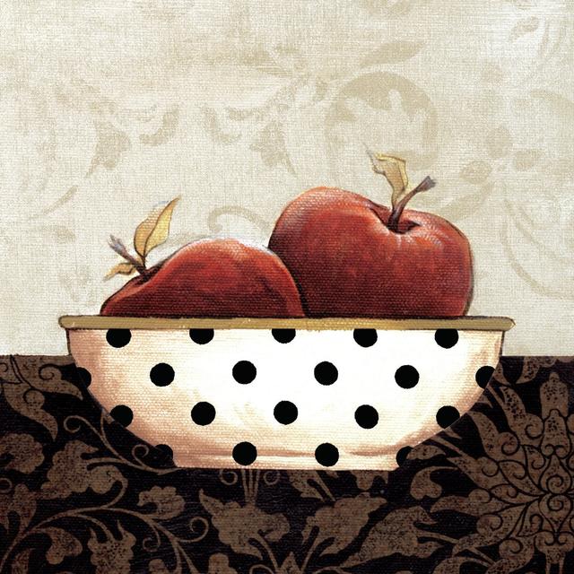 Polka Dot Apple Bowl - Wrapped Canvas Painting Print Fleur De Lis Living Size: 30cm H x 30cm W x 3.8cm D on Productcaster.