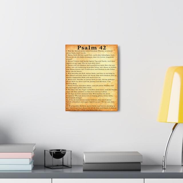 Scripture Walls Psalm 42 German Bible Verse Canvas Christian Fleur De Lis Living Size: 76.2cm H x 61cm W, Colour: Gold on Productcaster.