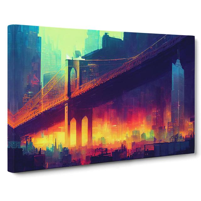 New York City Skyline Vol.4 Abstract - Wrapped Canvas Graphic Art Marlow Home Co. Size: 50cm H x 76cm W x 3cm D on Productcaster.