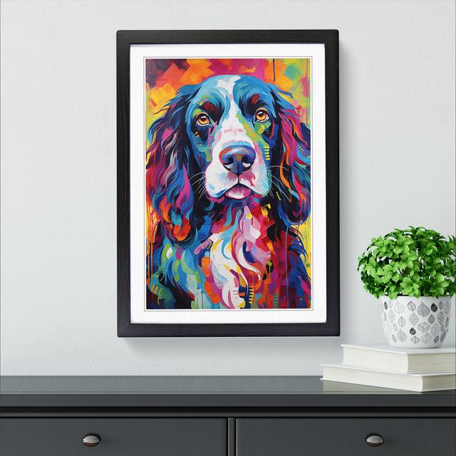 English Springer Spaniel Expressionism - Single Picture Frame Print on Wood Marlow Home Co. Size: 64cm H x 46cm W x 2cm D, Frame Colour: Black on Productcaster.