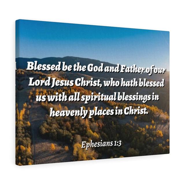 Spiritual Blessings Ephesians 1:3 - Wrapped Canvas Print Blue Elephant Size: 61cm H x 76cm W x 3cm D on Productcaster.