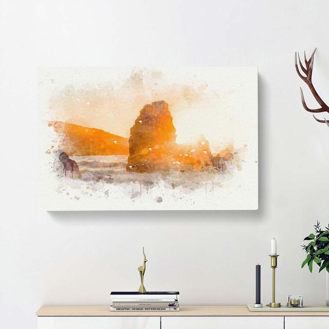 Sunlight over Rodeo Beach in Abstract - Wrapped Canvas Painting Print East Urban Home Size: 35cm H x 50cm W x 3cm D on Productcaster.