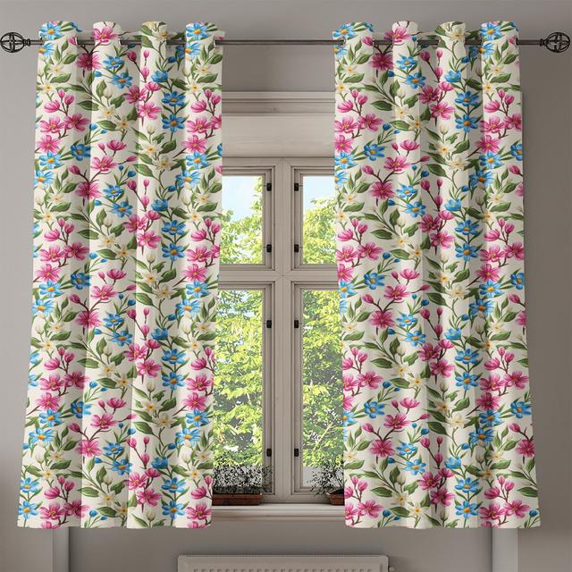 Thermovorhang-Set Valle Floral Buds Leaves Ivy mit Ösen, halbtransparent (Set of 2) Ophelia & Co. Vorhanggröße: 280 cm B x 225 T cm on Productcaster.