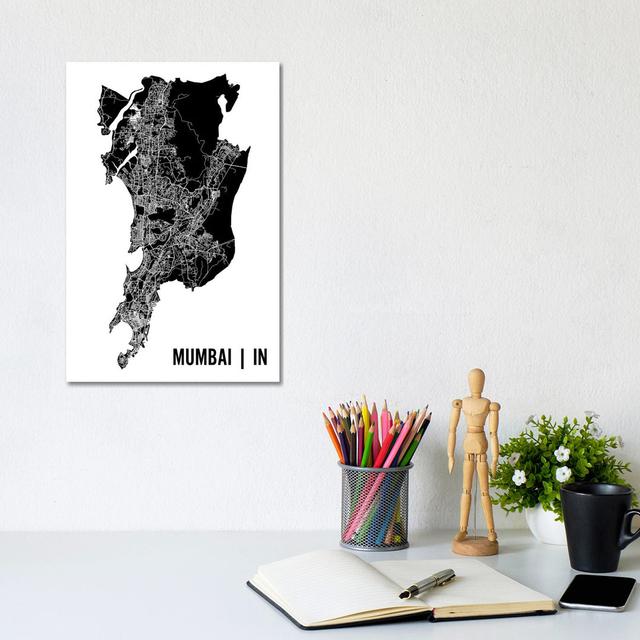 Mumbai Map by Mr. City Printing - Wrapped Canvas Art Prints Borough Wharf Size: 30.48cm H x 20.32cm W x 1.91cm D on Productcaster.