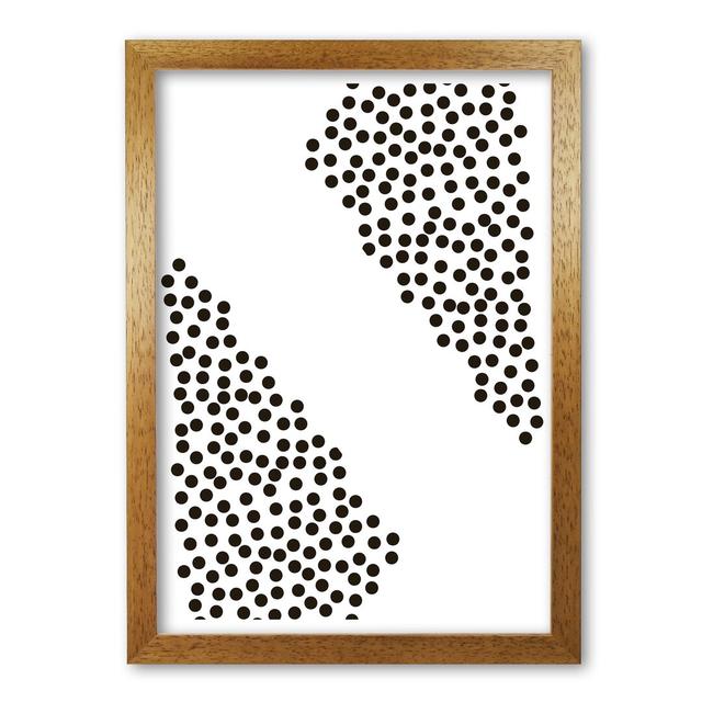 Black Corner Polka Dots Abstract - Print East Urban Home Format: Honey Oak Frame, Size: 42 cm H x 30 cm W x 5 cm D on Productcaster.