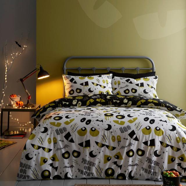 Halloween Trick Or Treat Cotton Blend No Pattern Duvet Cover Set with Pillowcases Bedlam Size: Single on Productcaster.