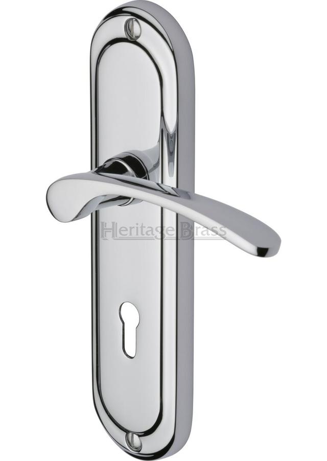 Ambassador Door Handle (Set of 2) Heritage Brass Finish: Polished Chrome on Productcaster.