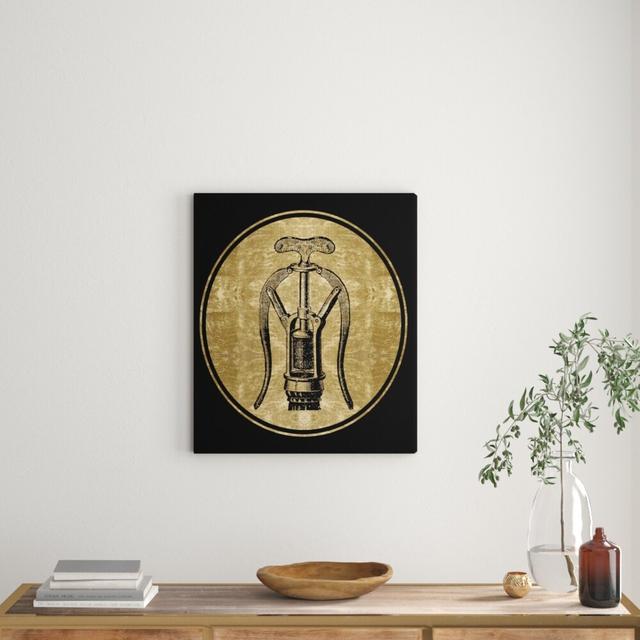 'Vintage Corkscrew II Gold' Graphic Art on Wrapped Canvas East Urban Home Size: 71.1 cm H x 61 cm W on Productcaster.