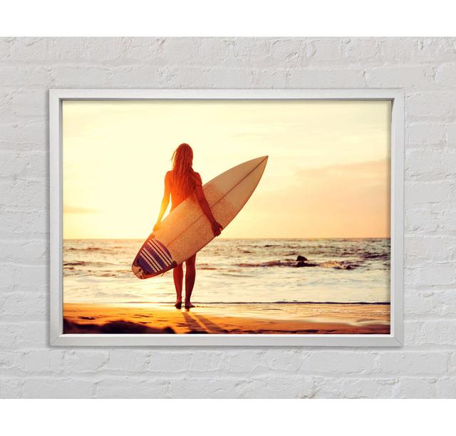 Surfers Sunrise - Single Picture Frame Art Prints on Canvas Bright Star Size: 100cm H x 141.4cm W x 3.3cm D on Productcaster.