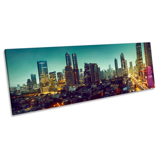 Jakarta City Indonesia - Wrapped Canvas Panoramic Painting 17 Stories Size: 30.48cm H x 91.44cm W on Productcaster.