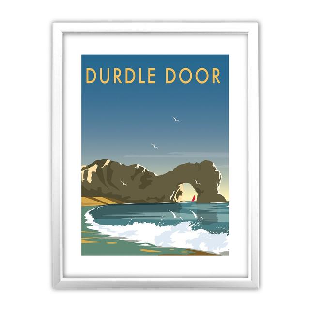 Durdle Door, Dorset by Dave Thompson Framed Vintage Advertisement East Urban Home Frame Colour: White on Productcaster.