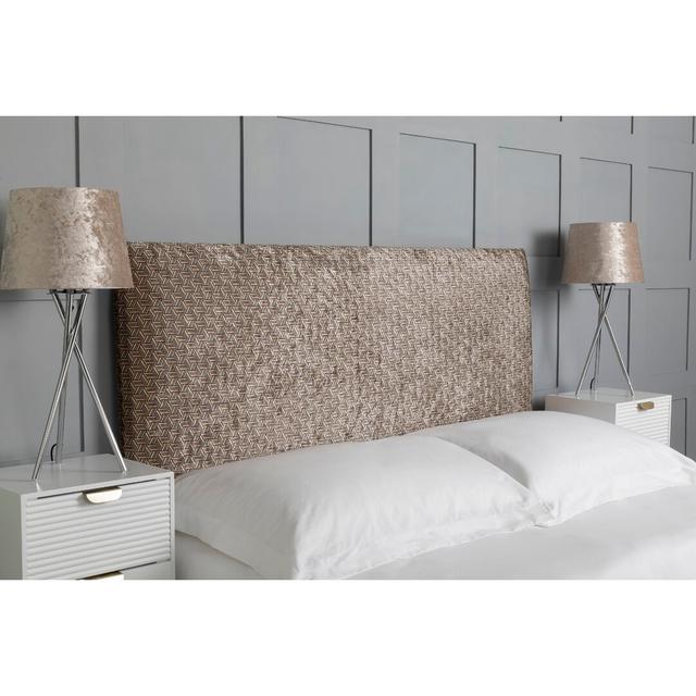 Braylen Upholstered Headboard, Prism Marble Velvet Designer Fabric, Made In England Hashtag Home Size: Small Single (2'6), Upholstery: Grey on Productcaster.