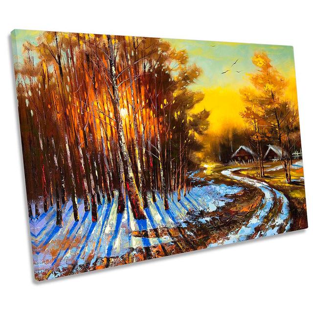 Rural Autumn Winter Landscape - Wrapped Canvas Painting Union Rustic Size: 30.5cm H x 45.7cm W x 2cm D on Productcaster.