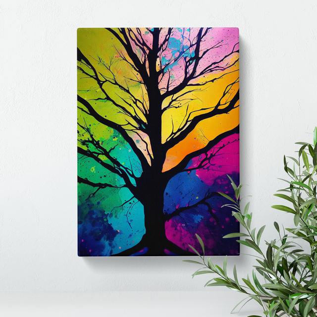 A Colourful Abstract Tree No.4 - Wrapped Canvas Graphic Art Marlow Home Co. Size: 50cm H x 35cm W x 3cm D on Productcaster.